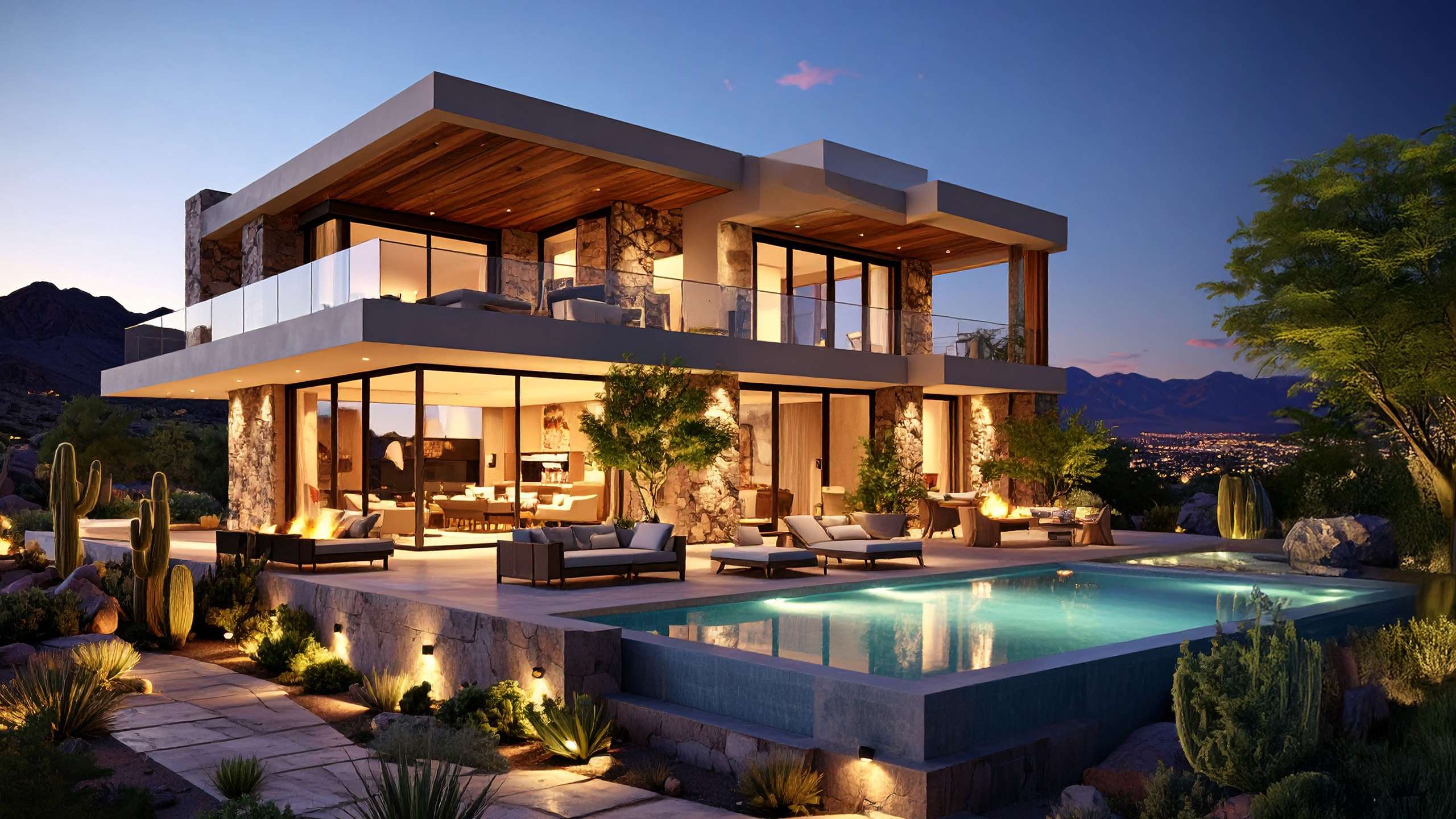 Skyfire Blue custom estate at dusk